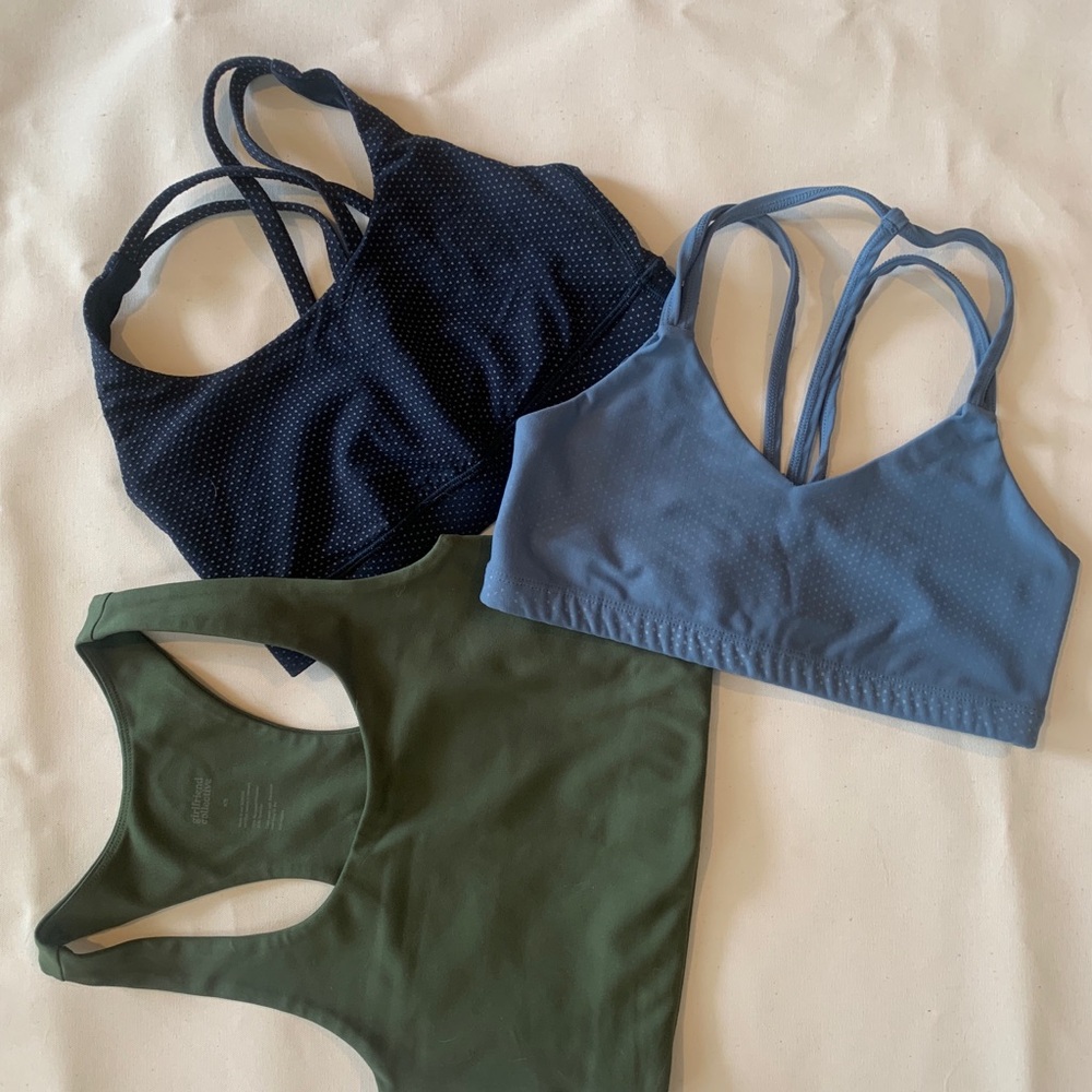 Women's sports bra Set - Blue, Green, and Black